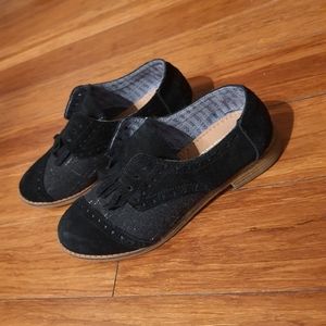 TOMS Womens Oxford Shoes Black Suede Kiltie Kilted Brogue Lace Up Size 6